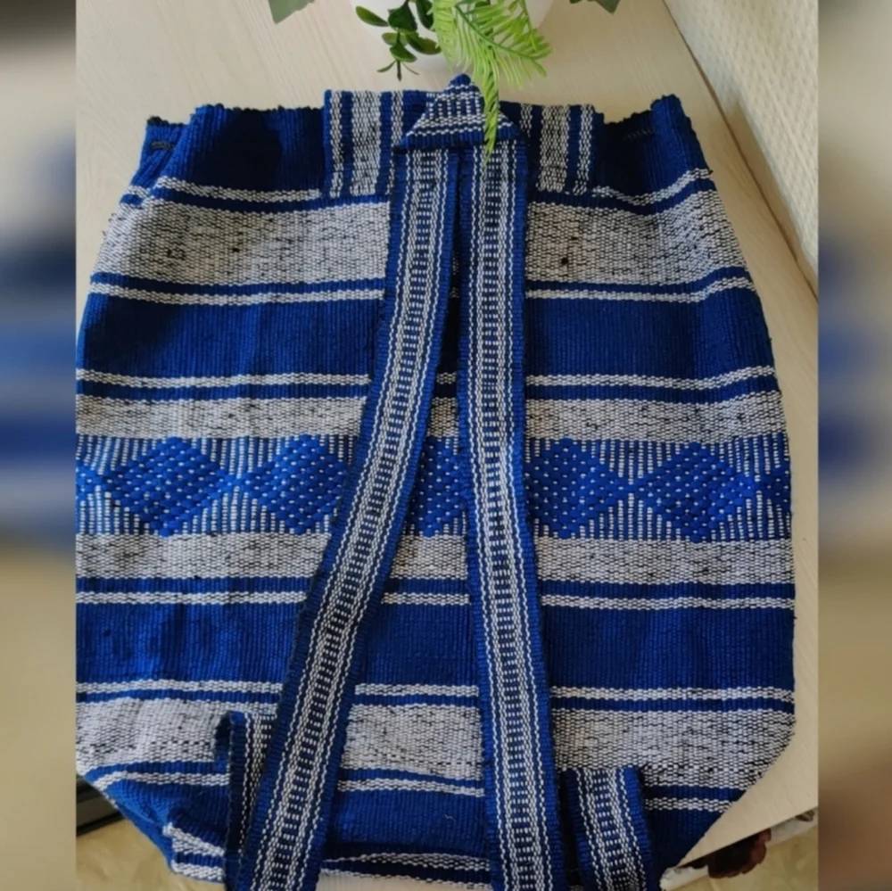 Los Angeles Dodgers Blue and Gray Striped Woven Backpack Bag